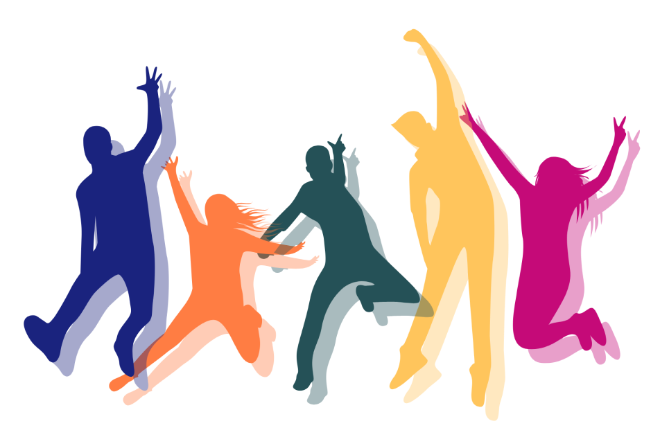 Ilustração pessoas pulando